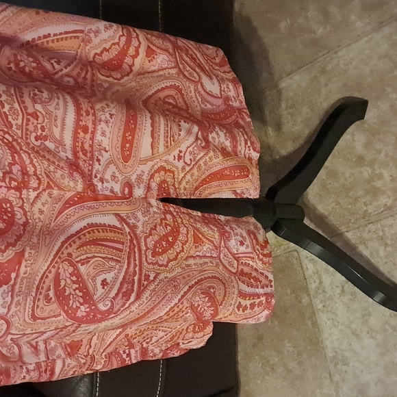 Silk Pretty in Pink & Orange Paisley Silk  Skirt with Sequins Size 14 - Picture 7 of 10